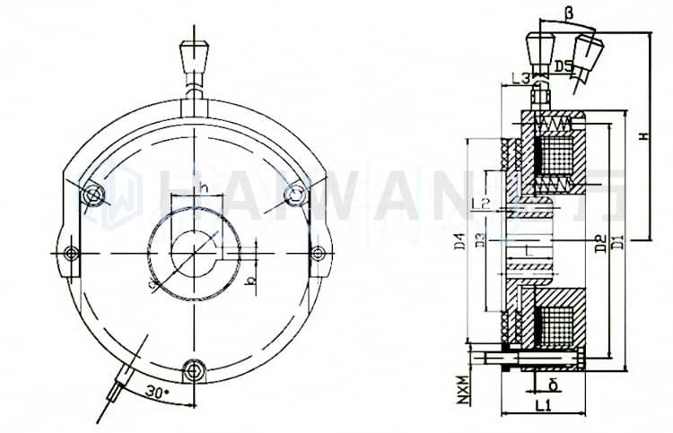 電磁安全制動器結(jié)構(gòu)原理圖
