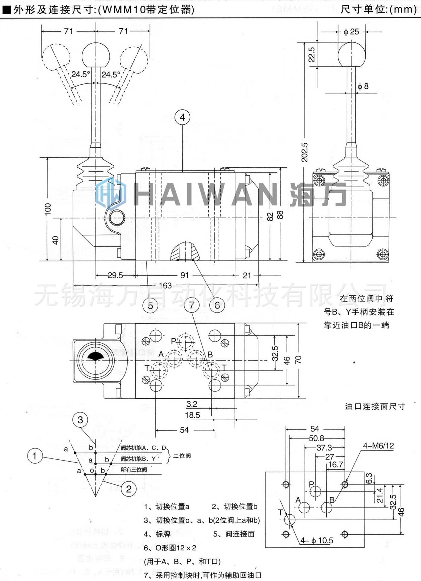 WMM10型手動換向閥_產(chǎn)品尺寸圖(帶定位器)